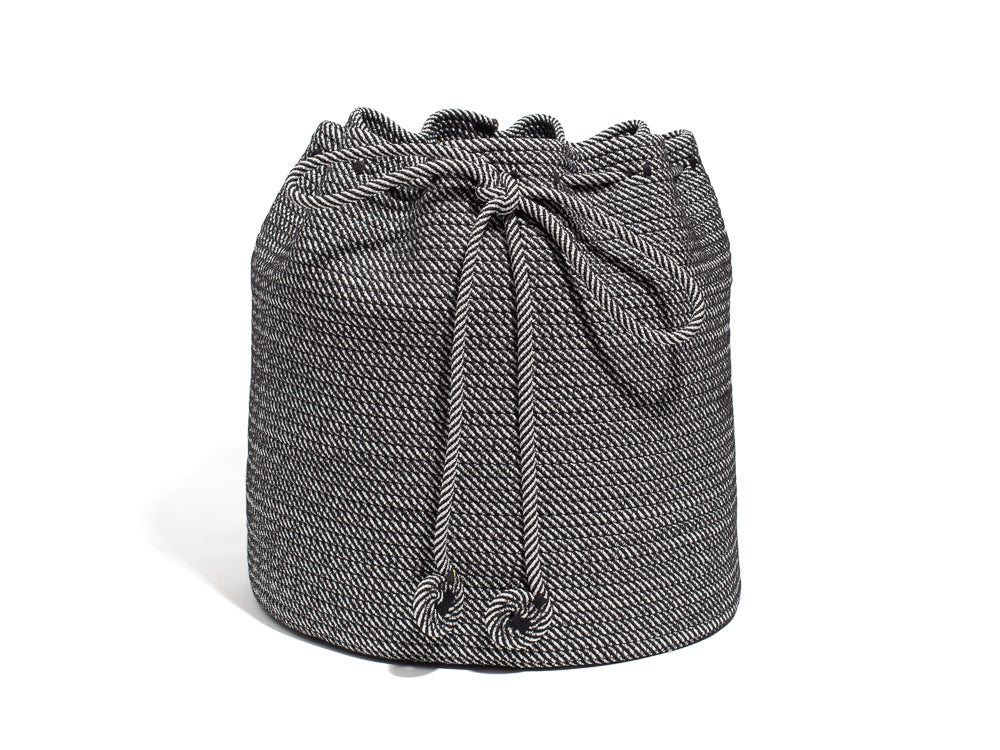 Drawstring Basket - B&W Stripe