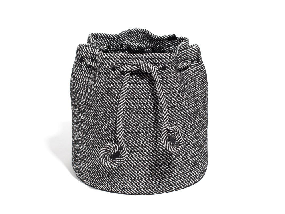 Drawstring Basket - B&W Stripe