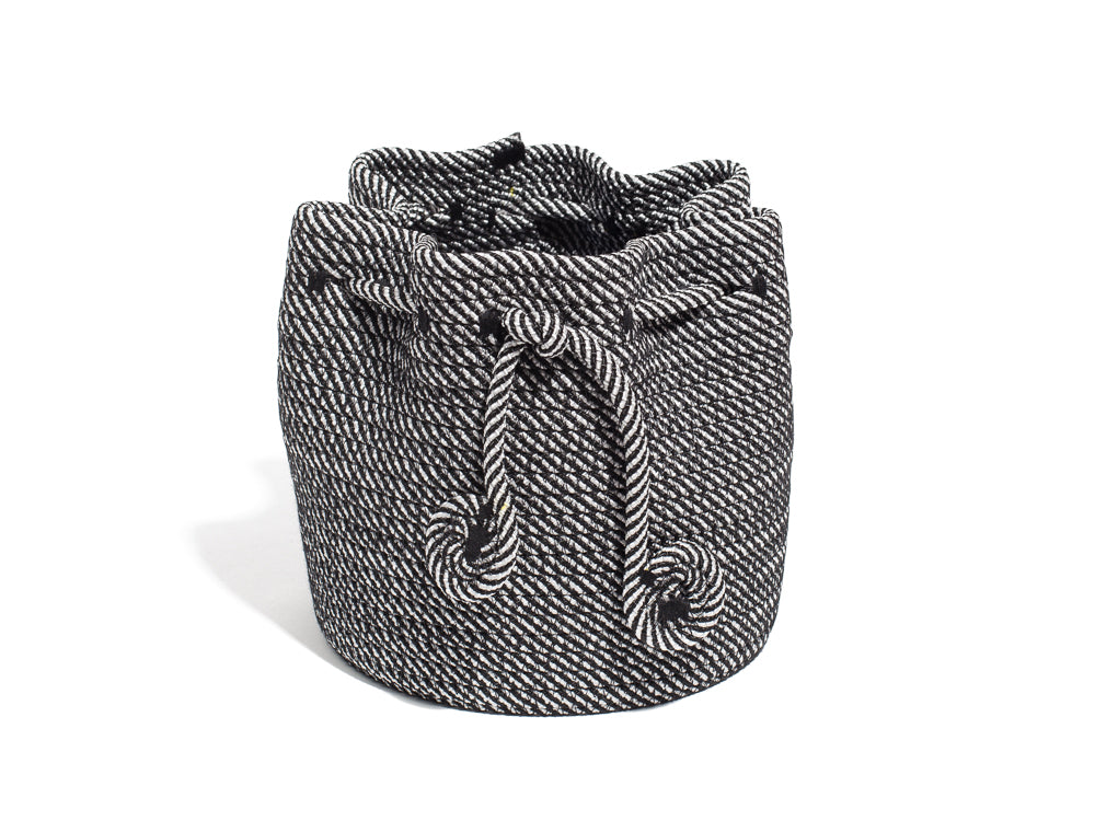 Drawstring Basket - B&W Stripe