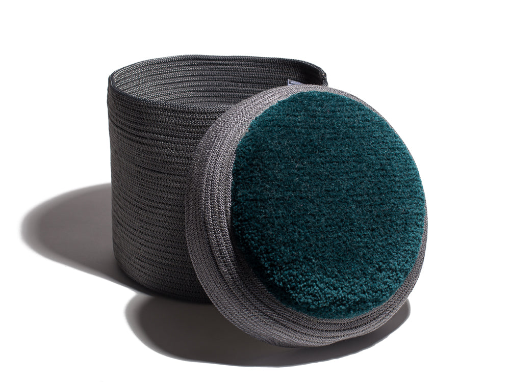 Large Grey Basket with Jungle Tufted Lid